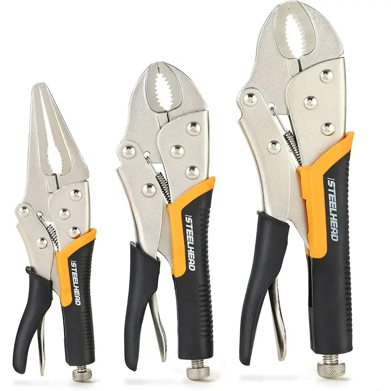 3-Piece Steelhead Curved And Straight Jaw Locking Pliers Set 1
