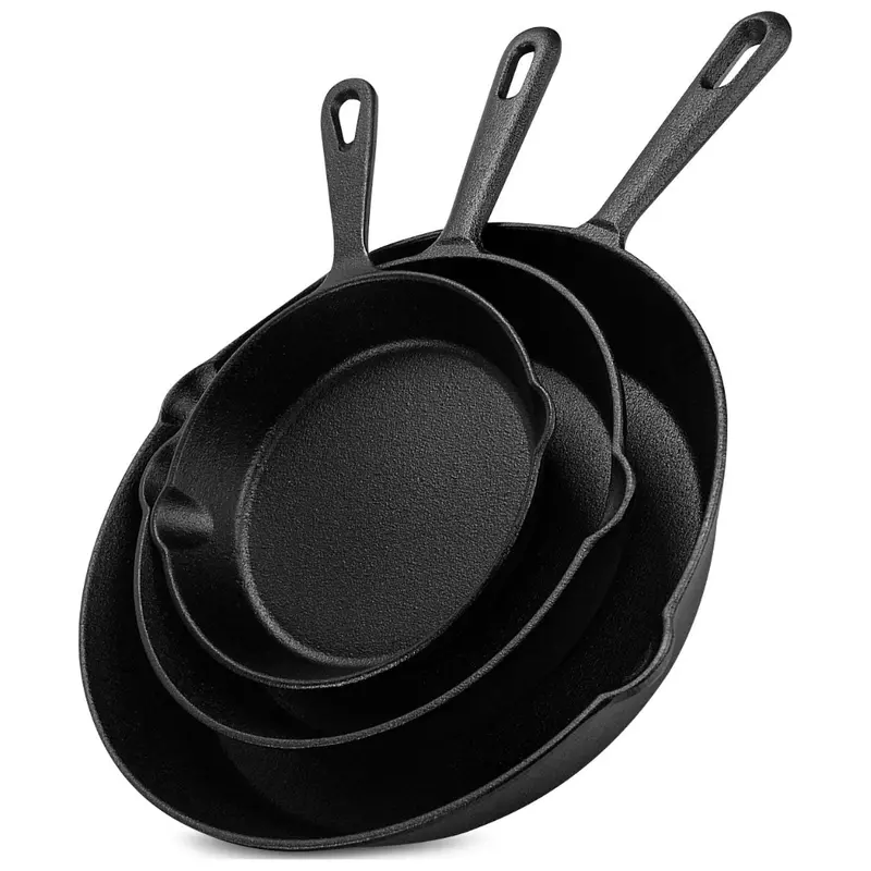 3-Piece Utopia Kitchen Cast Iron Skillet Set (10", 8", 6") 1