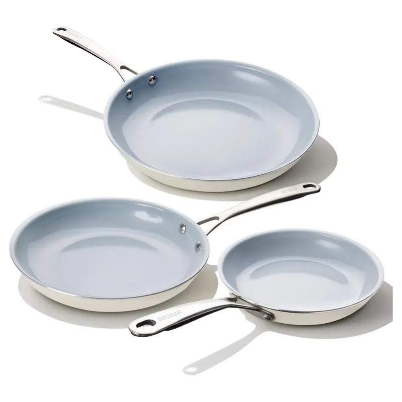 3-Pieces Ceramic Frying Pan Set With Stainless Steel Handles 1