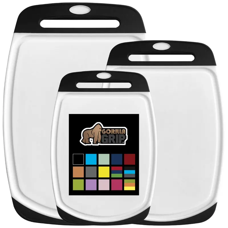 3-Set Gorilla Grip 100% Bpa-Free Reversible Kitchen Cutting Board 1