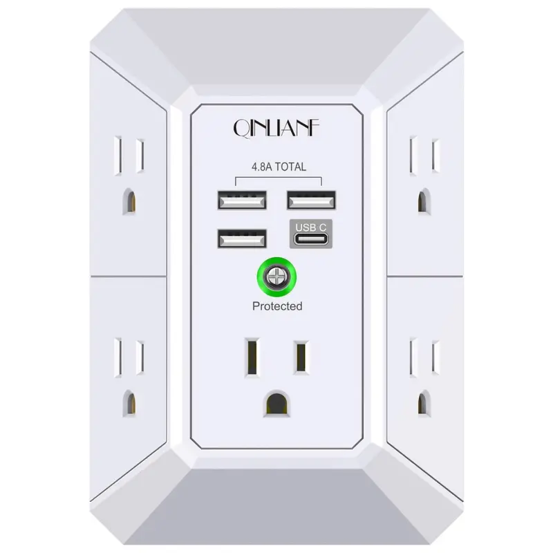 3-Sided 5-Outlet 1680J Surge Protector Power Strip 1