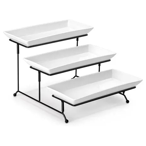 3-Tier Malacasa Porcelain Serving Tray Stand 1