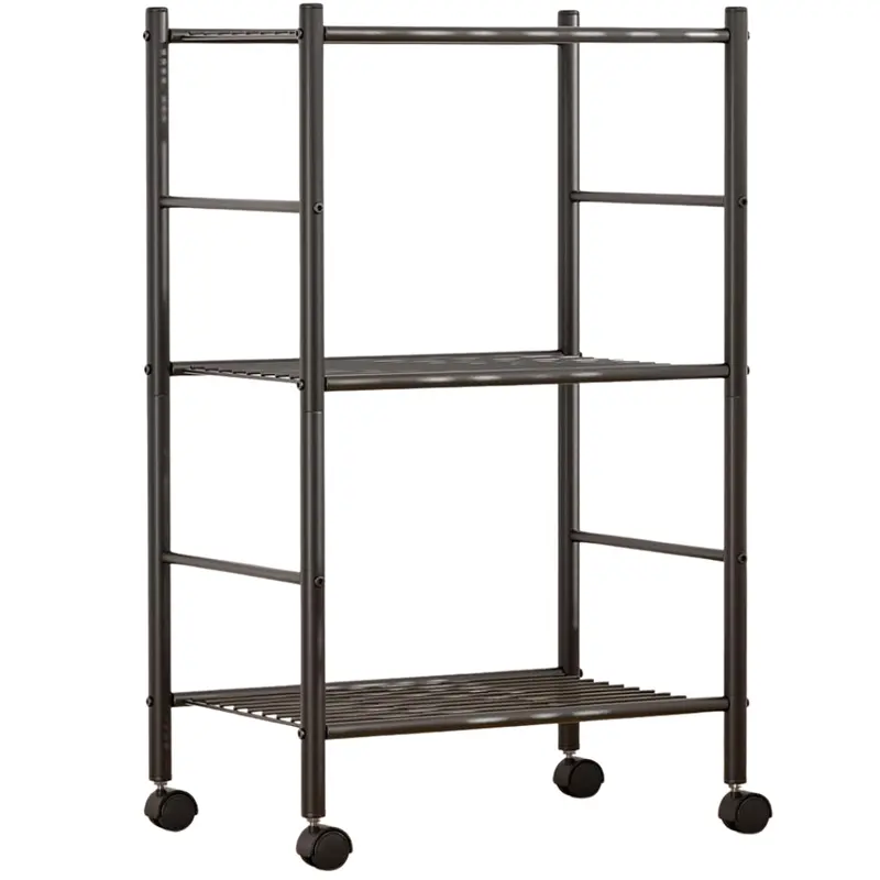 3 Tier Shelf Organizer Rack, Metal Shelving Unit With Wheels 1
