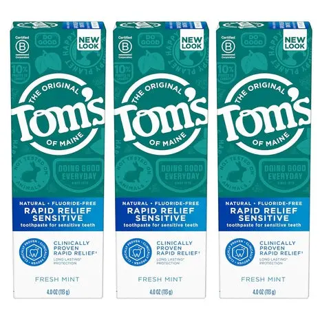 3 Tom’S Of Maine Rapid Relief Sensitive Toothpastes 1