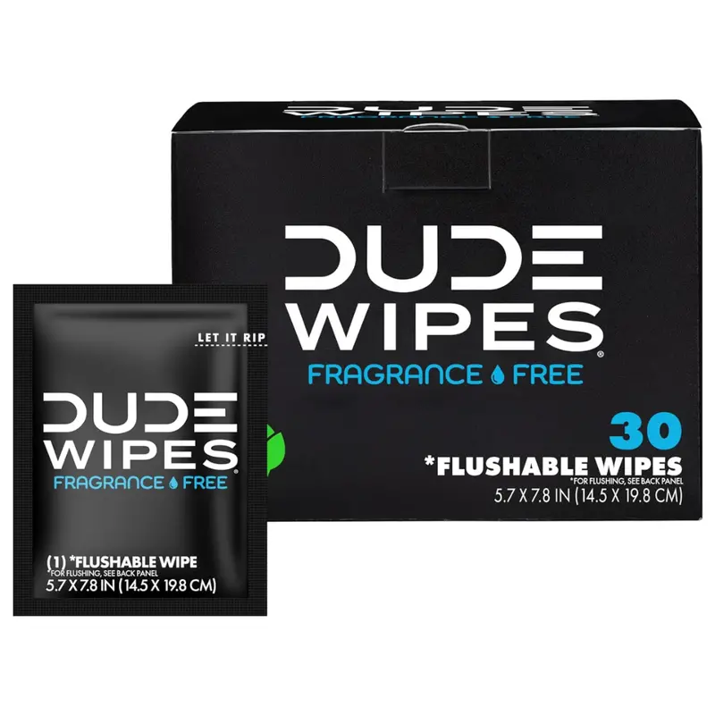 30-Count Dude Extra-Large Flushable Unscented Travel Wipes 1