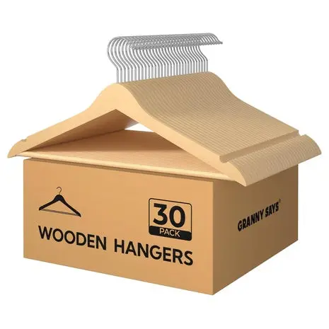 30 Heavy Duty Wooden Clothes Hangers 1