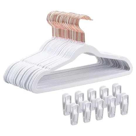 30 Slim Velvet Kids Hangers With 10 Hanger Clips 1