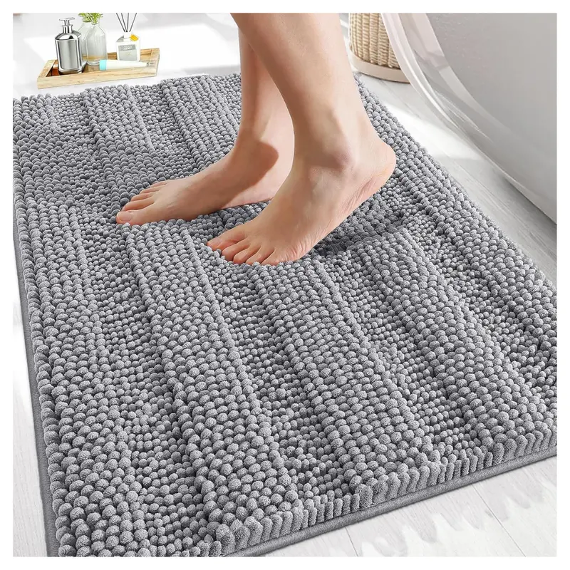 30" X 20" Olanly Chenille Striped Non-Slip Quick Dry Bath Rug 1