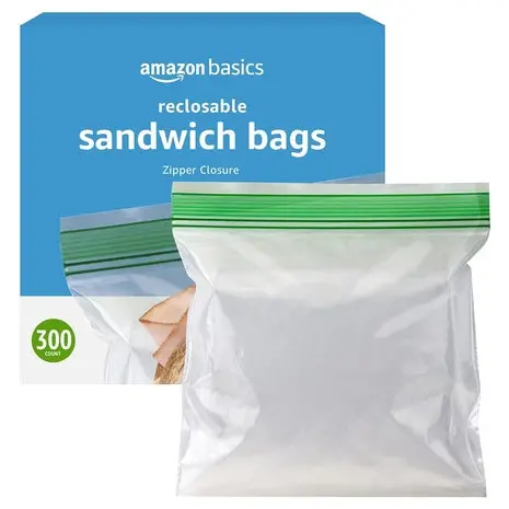 300 Amazon Basics Resealable Sandwich Storage Bags 1