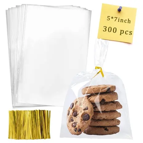 300 Clear Cellophane Bags With Ties (5X7) 1