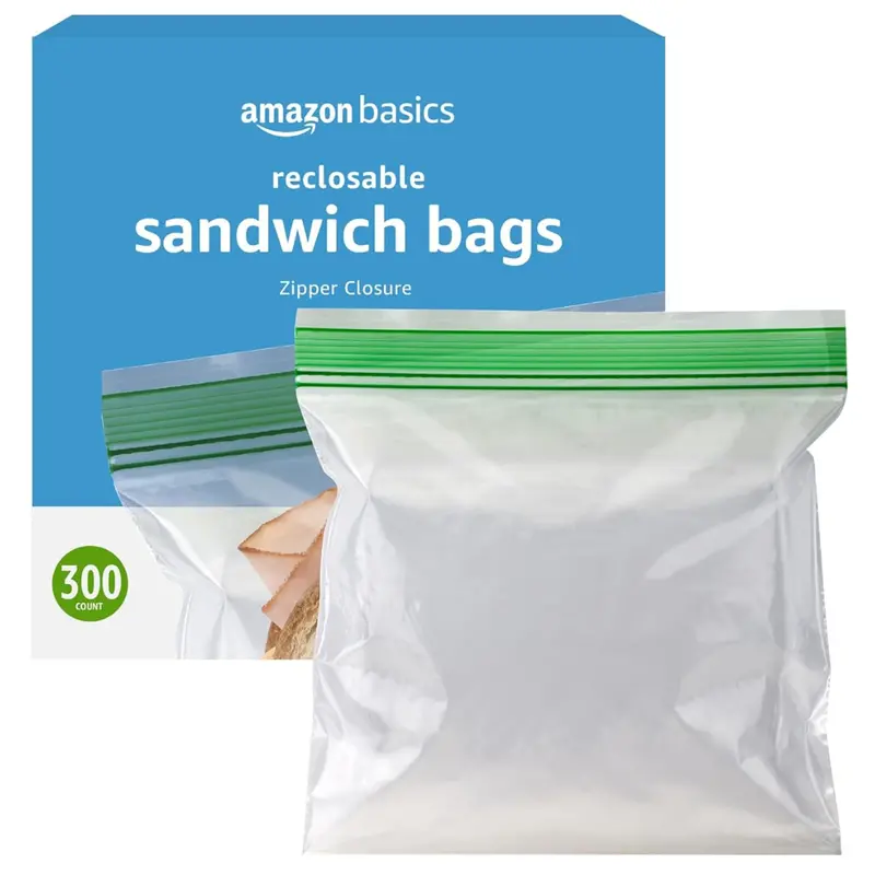 300-Count Amazon Basics Reclosable Sandwich Storage Bags 1