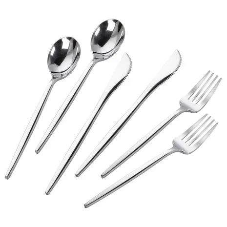 300 Heavy-Duty Silver Plastic Cutlery Set 1