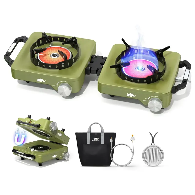 30,000 Btu Folding 2 Propane Burners Camping Stove 1