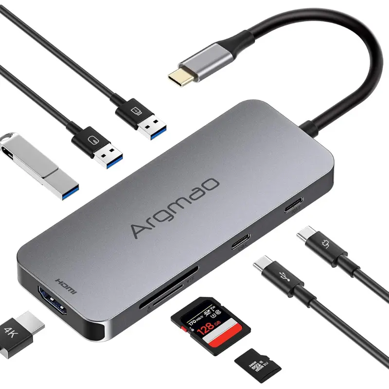 30Hz Hdmi 8-In-1 Dongle Usb C Hub Card Reader Adapter 1
