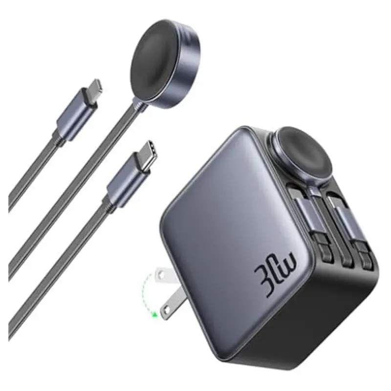 30W 3-In-1 Fast Charging Retractable Charger With Cables 1