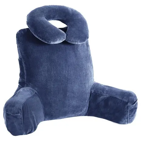 31" Large Ergonomic Bed Rest Pillow With Arms & Detachable Neck Pillow 1
