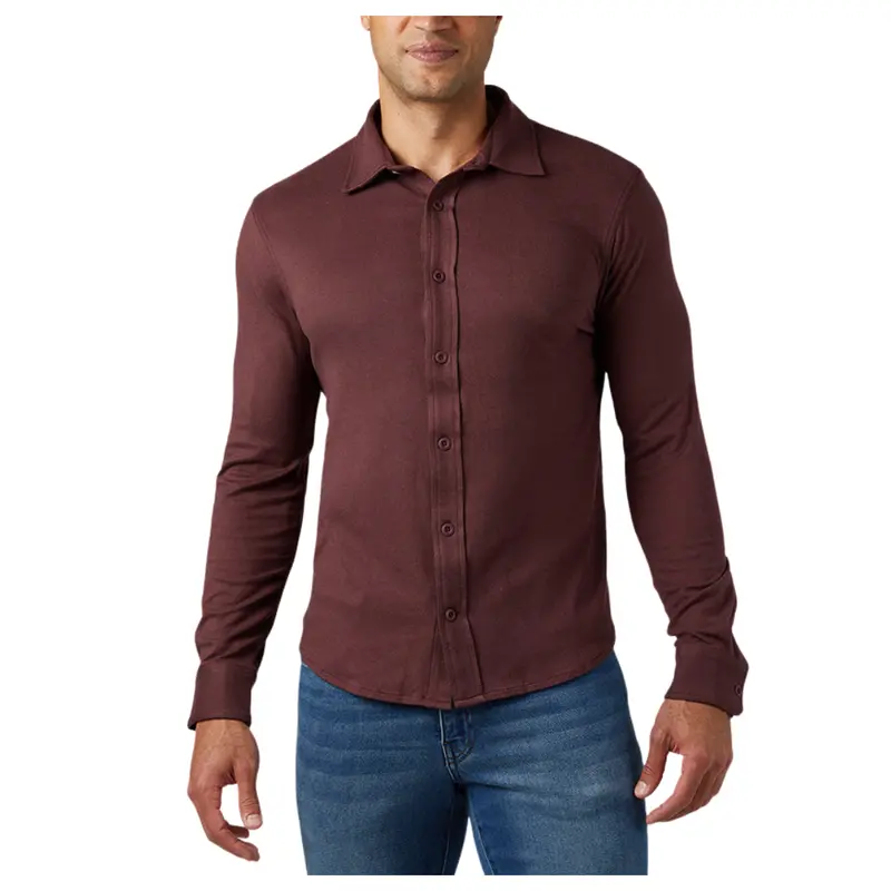 32 Degrees Men's Soft Stretch Knit Long Sleeve Button-Up Shirt 1