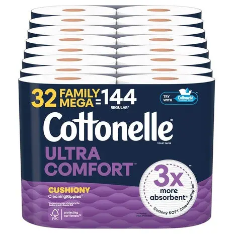 32 Family Mega Rolls Cottonelle Ultra Comfort Toilet Paper 1