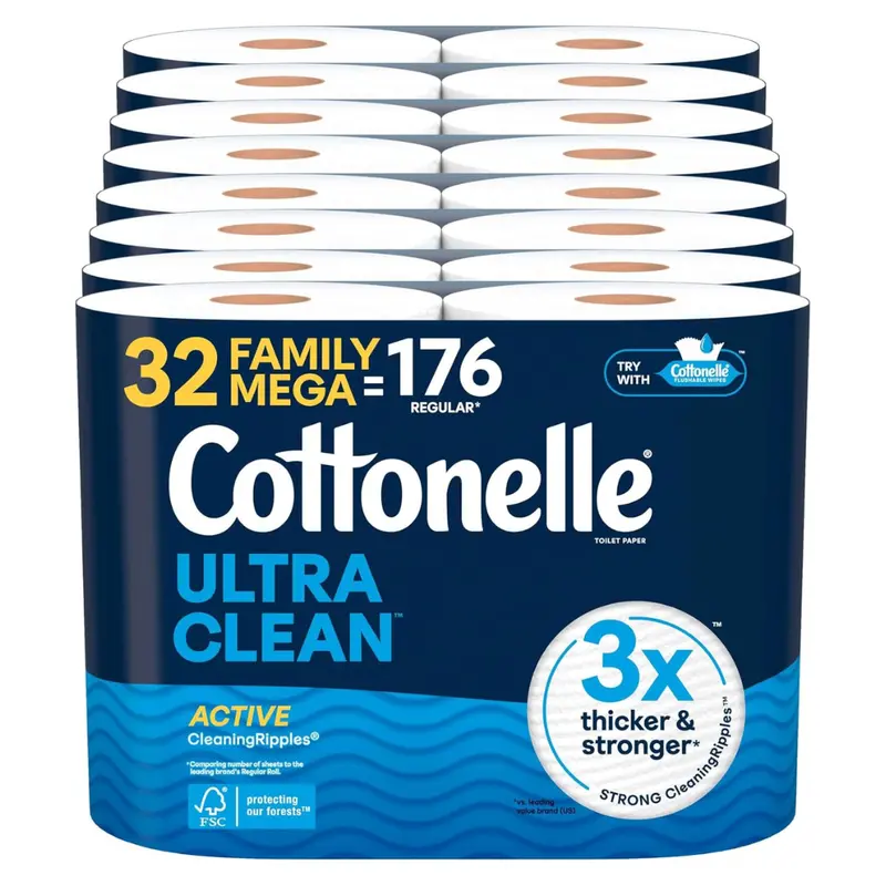 32-Pack Cottonelle Toilet Paper Family Mega Rolls (Ultra Clean) 1