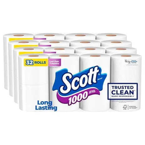 32 Scott 1000 Trusted Clean Toilet Paper Rolls 1