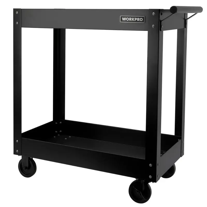 32" Workpro Steel Utility Cart W/ Rolling Casters & Storage Shelf 1