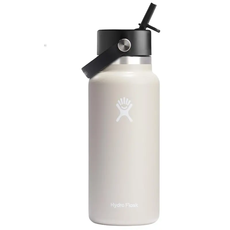 32Oz Hydro Flask Insulated Stainless Steel Wide Straw Lid Water Bottle (Oat) 1