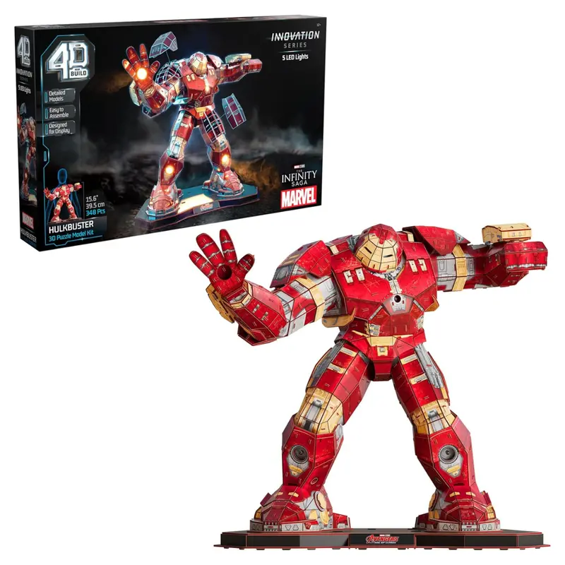348-Piece Marvel 4D Build Hulkbuster 3D Puzzle Model Kit W/ 5 Led Lights 1