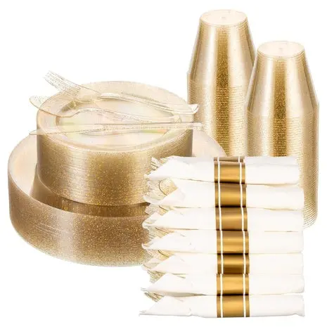 350-Piece Disposable Dinnerware Set With Pre-Rolled Napkins 1