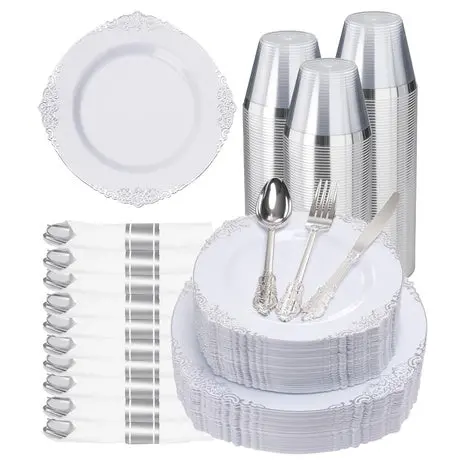 350-Piece Disposable Dinnerware Set With Pre-Rolled Napkins 1