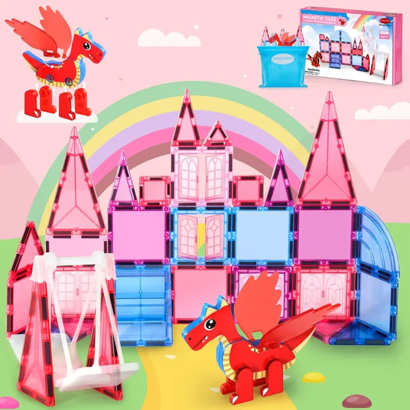 36-Piece Princess Castle Magnetic Tiles Building Set 1