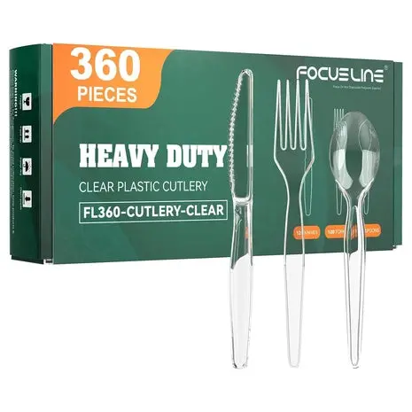 360-Piece Clear Plastic Silverware 1