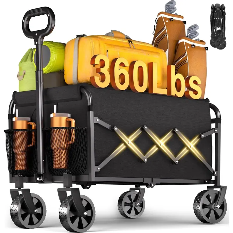 360Lbs Collapsible Foldable Wagon Cart With Wheels 1