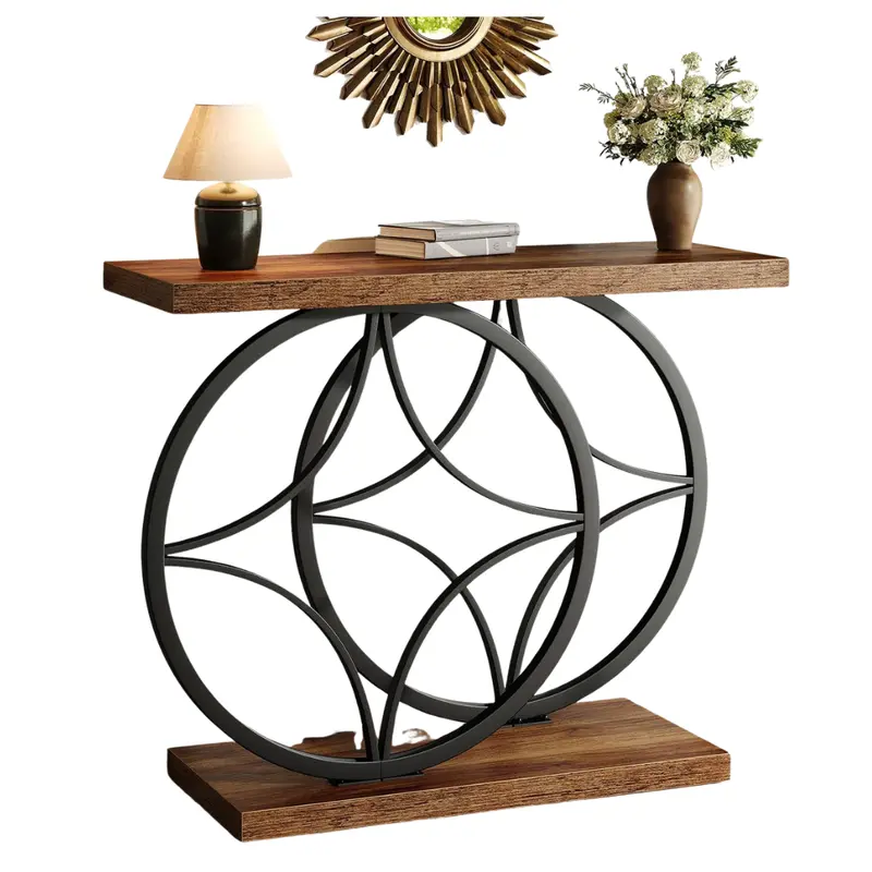 39.4" Industrial Console Table With Anti-Tilt Design 1