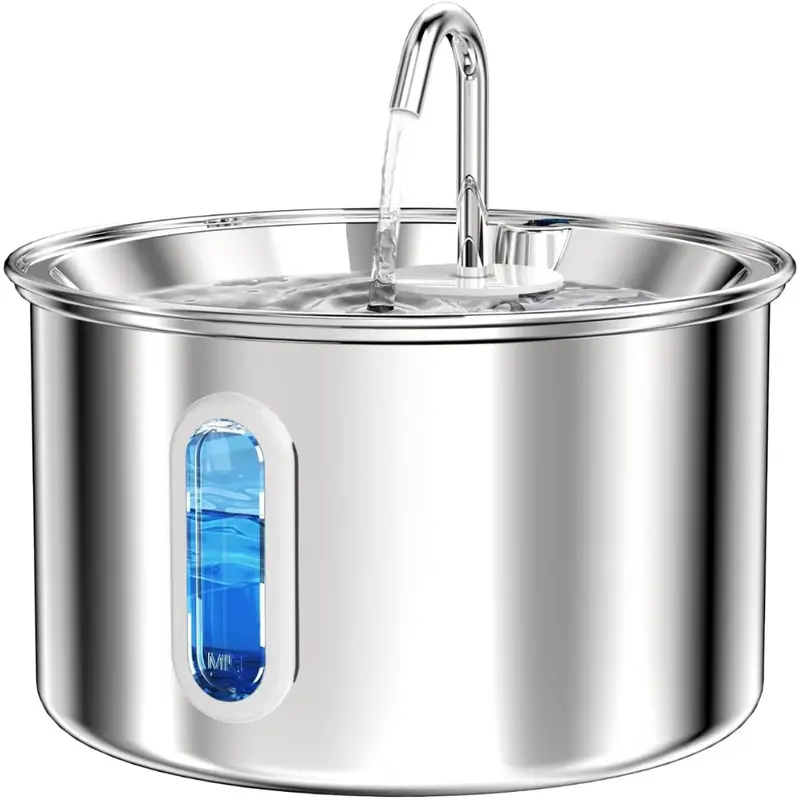 3L Stainless Steel Quiet Pet Water Fountain W/ 4-Layer Filtration 1