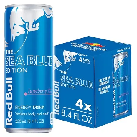 4 Cans Red Bull Sea Blue Edition Energy Drink 1