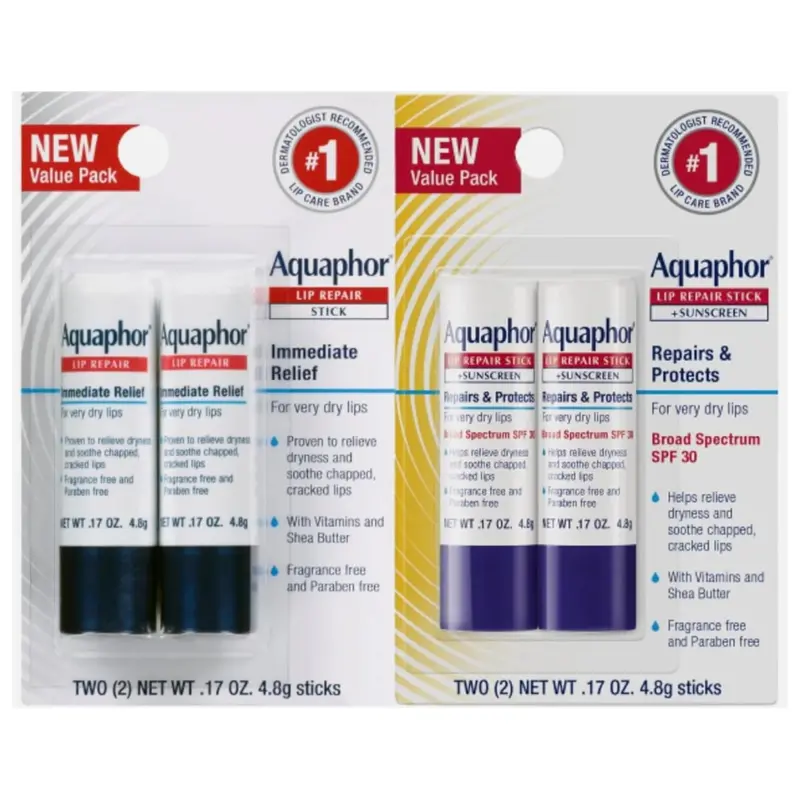 4-Count Aquaphor Lip Balm Set (2 Regular + 2 With Sunscreen) 1