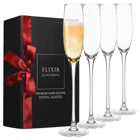 4 Crystal Champagne Flutes 1
