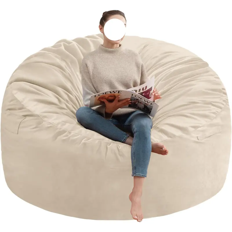 4 Ft Round Large Bean Bag Chairs With Memory Foam Filled 1