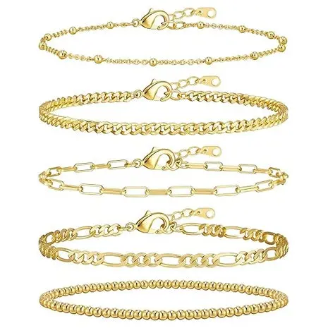4 Gold Plated Stackable Bracelets 1