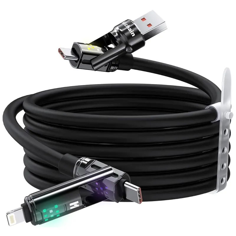 4-In-1 4 Ft 100W Usb-C Multi Charging Cable With Led Light 1
