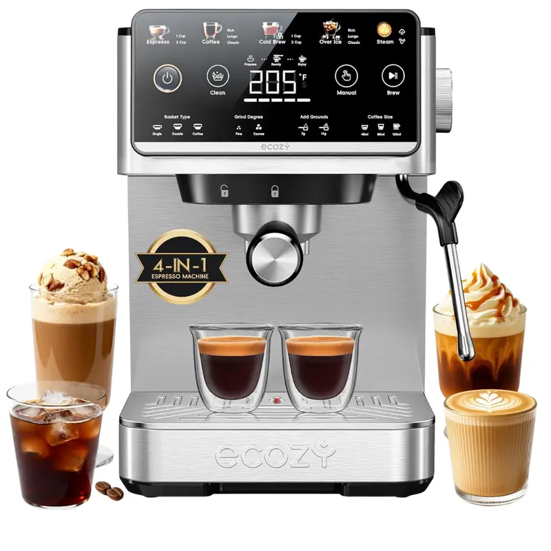 4-In-1 Espresso Machine And Coffee Maker Combo W/ Milk Frother 1
