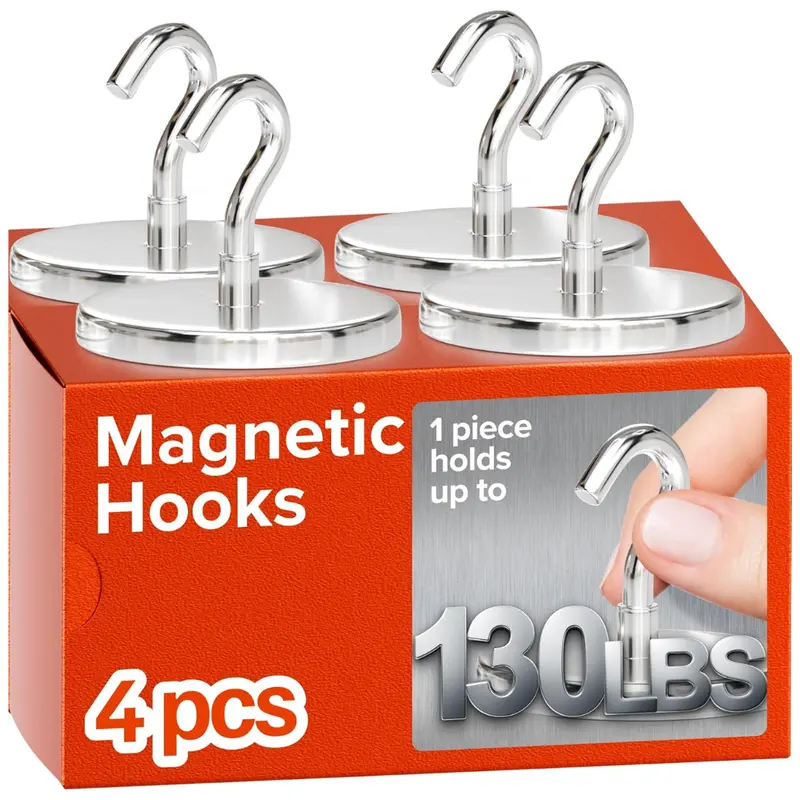 4-Pack 130 Lbs Heavy Duty Magnetic Hooks 1