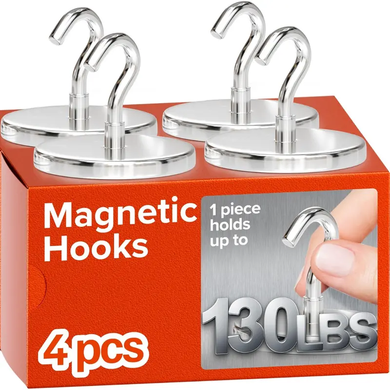 4-Pack 130 Lbs Heavy Duty Magnetic Hooks 1
