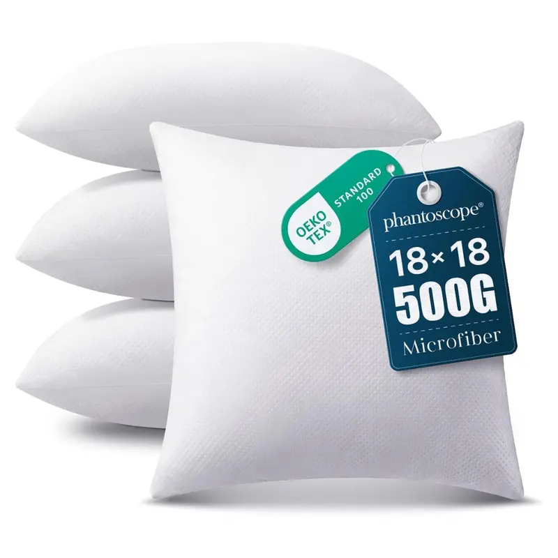 4-Pack 18" X 18" Microfiber Pillow Inserts 1