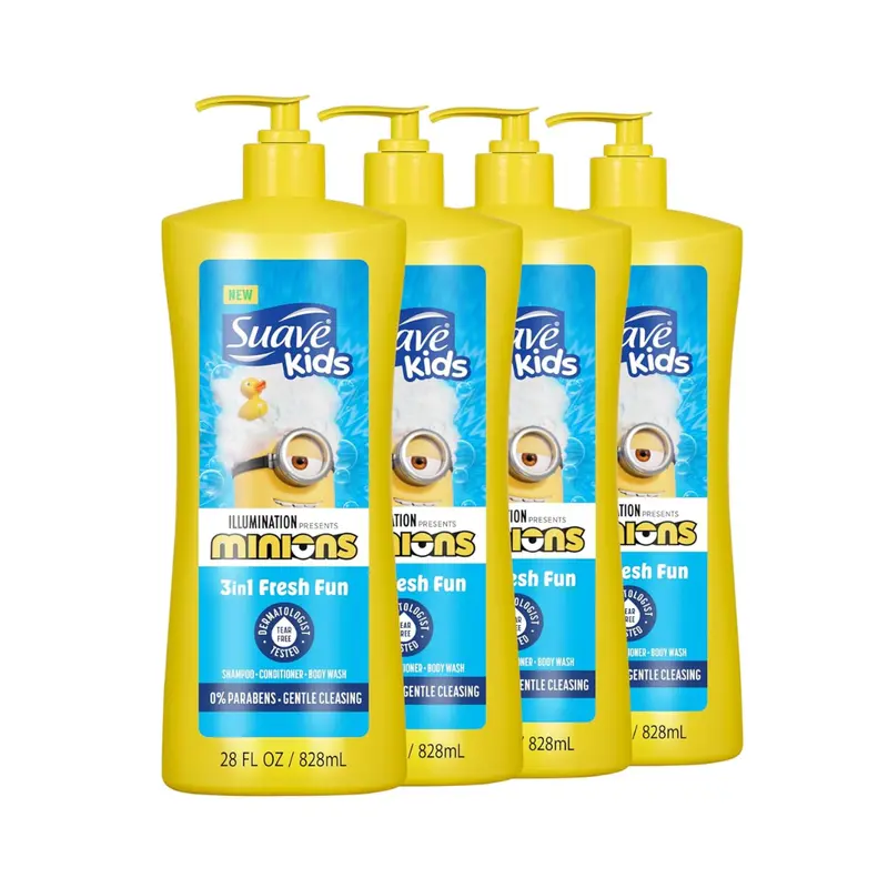 4-Pack 28 Oz Suave Kids Minions 3-In-1 Shampoo, Conditioner, And Body Wash 1