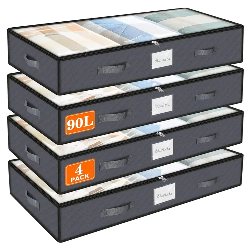 4-Pack 90L Spacewhisper Foldable Storage Bins 1