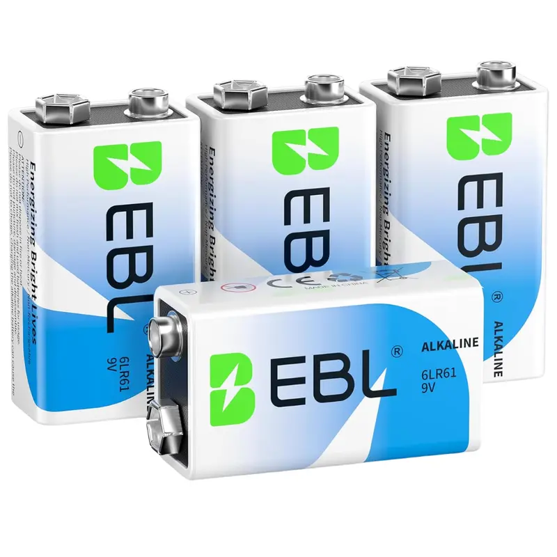 4-Pack Ebl 9V Long-Lasting Alkaline 9 Volt Batteries 1