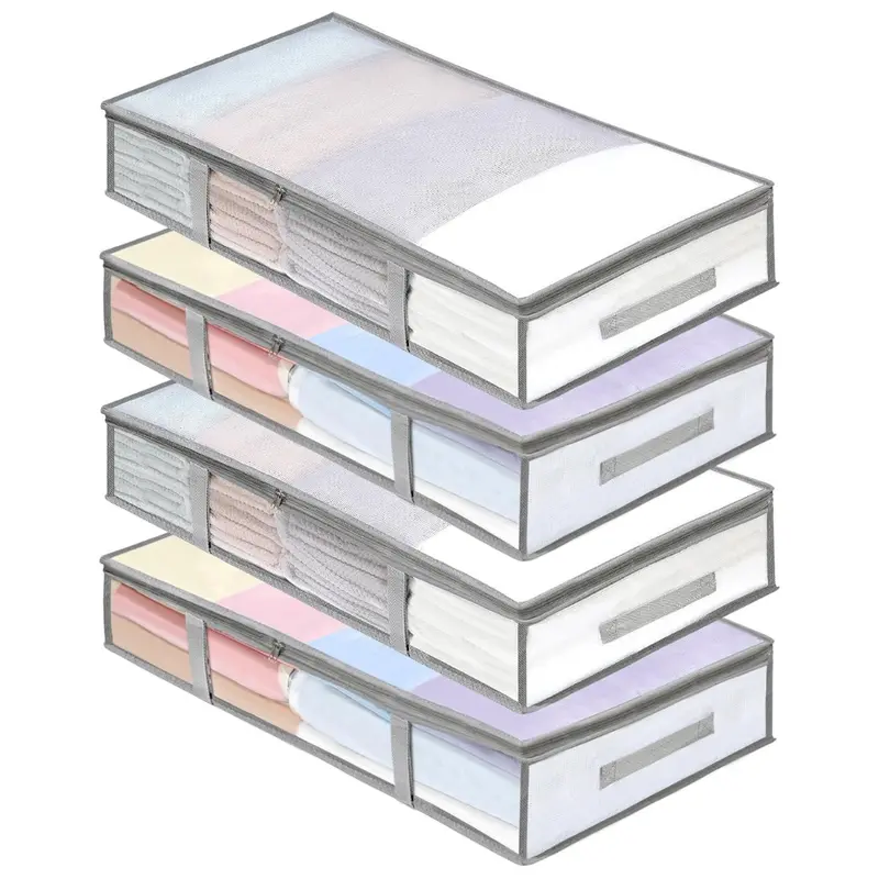 4-Pack Humid-Proof Plastic Under-Bed Storage Bins With Handles 1