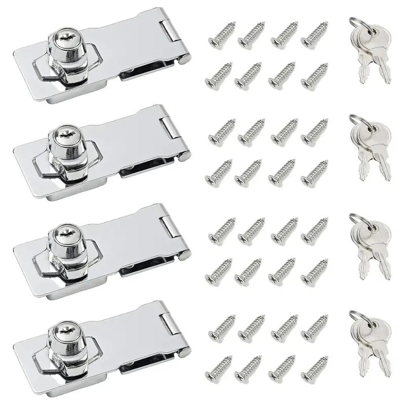 4-Pack I-Easydww 4 Inch Keyed Hasp Lock 1