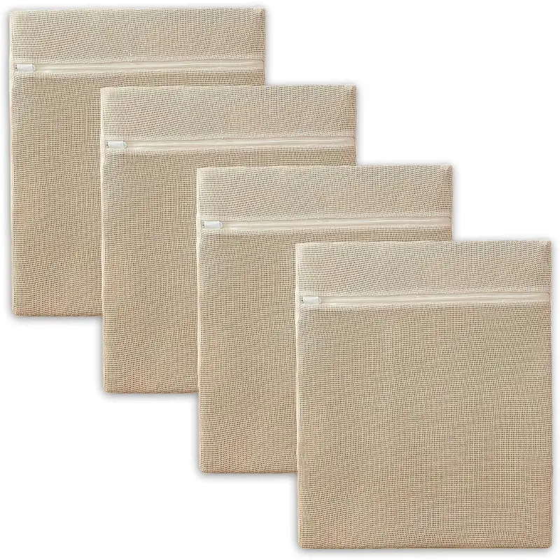 4-Pack Large Cotton Breathable Mesh Laundry Bags With Zipper 1